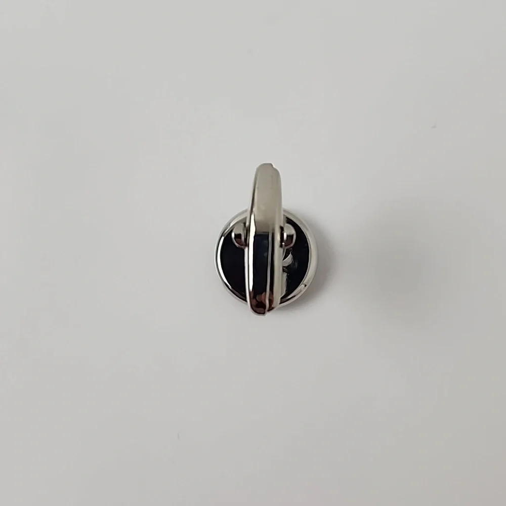 HJ Men's Rhodium Plated 'C' Cufflinks Silver Blue